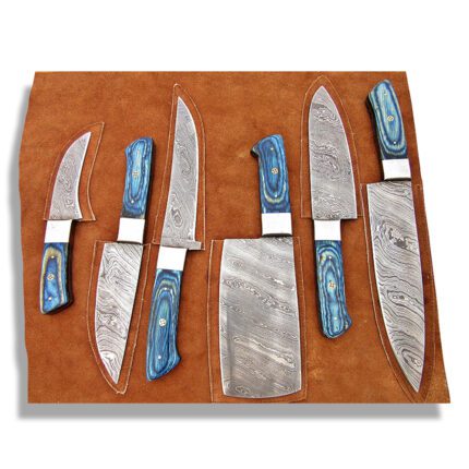 Damascus Steel Chef Knife Blue Micarta , 6-12 Inch 
