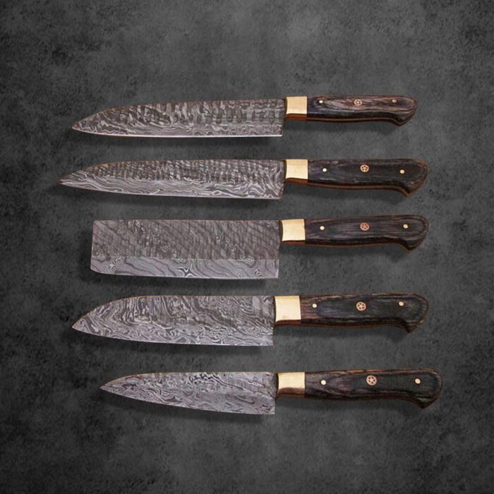 Handmade Damascus Steel Kitchen Knife Set of 5