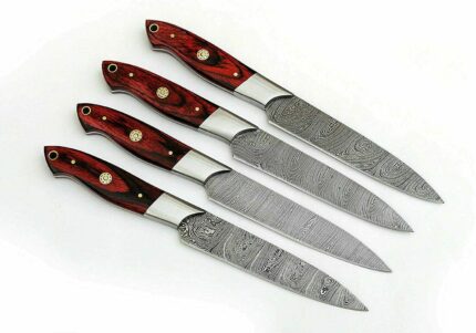 Damascus Chef Steak Knives 4 Pcs