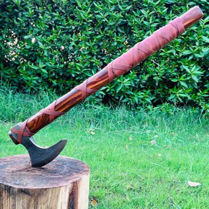 Custom Made Viking Axe With Leather Handle