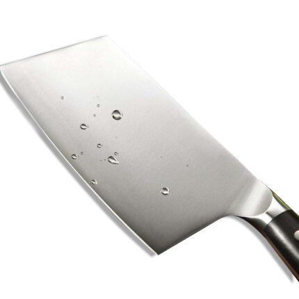 German Steel Cleaver Knife With Natural Ebony Wood Handle