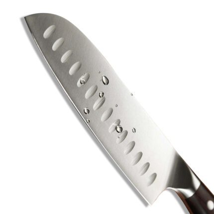 German Steel Santoku Knife With Natural Ebony Wood Handle