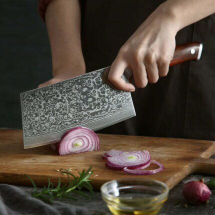 Unleash Culinary Mastery: Exquisite Japanese High Carbon Stainless Steel Cleaver with Elegant Rosewood Handle