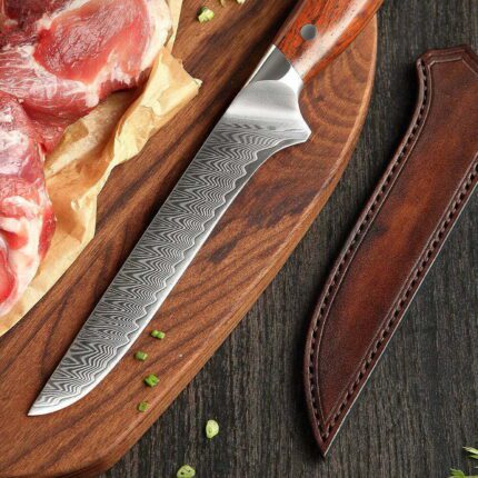 Layers Damascus Steel Chef Knife Boning Knife with Rosewood Handle