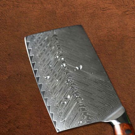 Layers Damascus Steel Cleaver Knife with Rosewood Handle