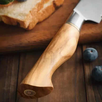 Sandvik Steel 8 Inches Bread Knife With Olive Wood Handle & Mosaic Brass Rivet